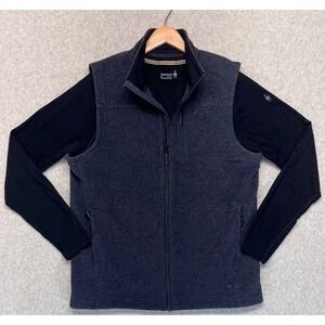Smartwool Mens Hudson Trail Fleece Vest Dark Gray Wool Full Zip w/T-Shirt M